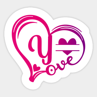 letter y monogram in the shape of love Sticker